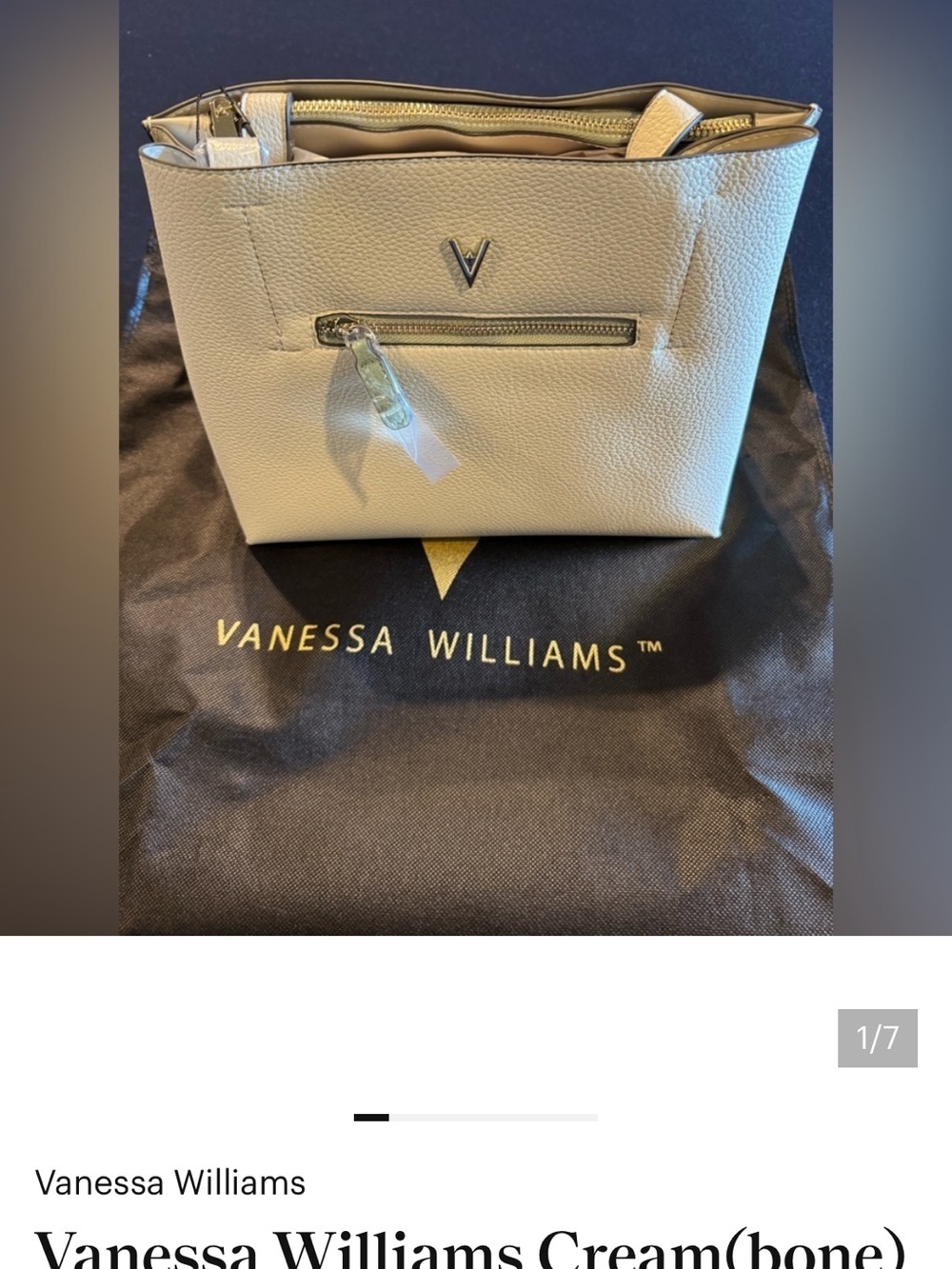 Vanessa Williams Cream / Mint Pebbled Tote